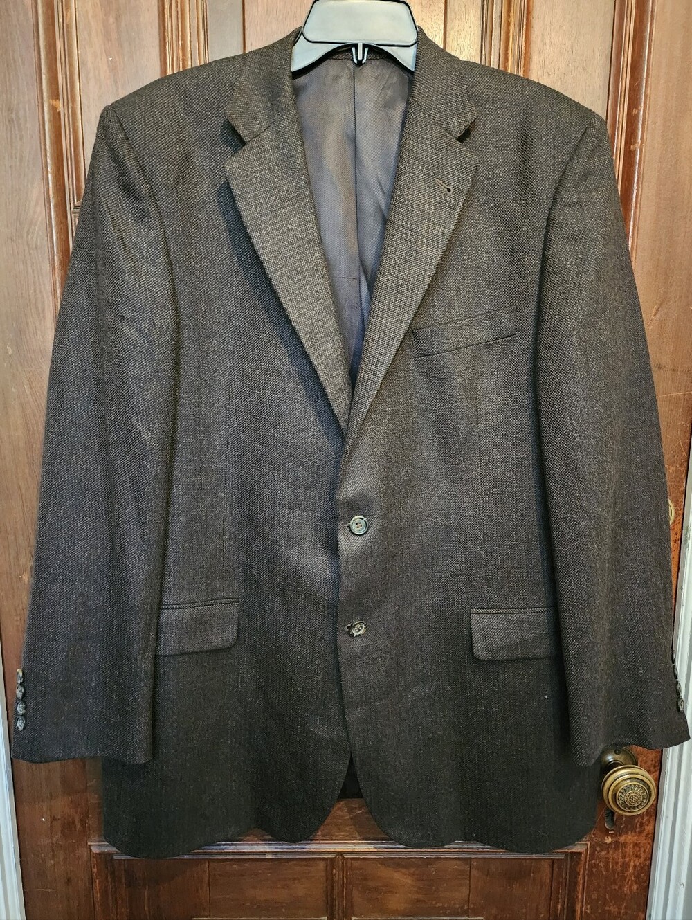 Vintage Burberry London BOND STREET Brown Herringbone Tweed Wool Blazer 46L Y2K